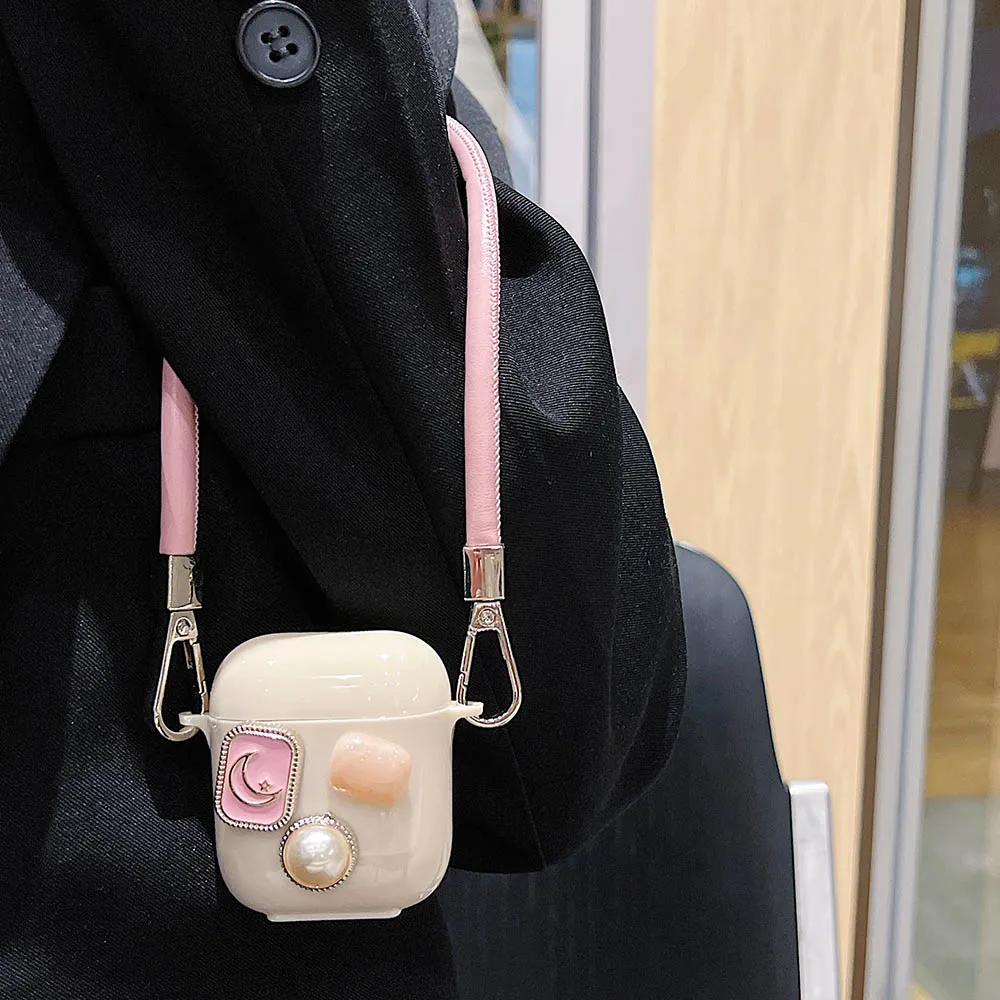 กระเป๋าใส่ของหูฟังสำหรับเด็กผู้หญิงประดับมุก3D หรูหราสำหรับ Apple airpods Pro 2ชุดหูฟังฝาครอบกล่องสำหรับ airpods 2/1 3กล่องกันกระแทกซิลิโคน