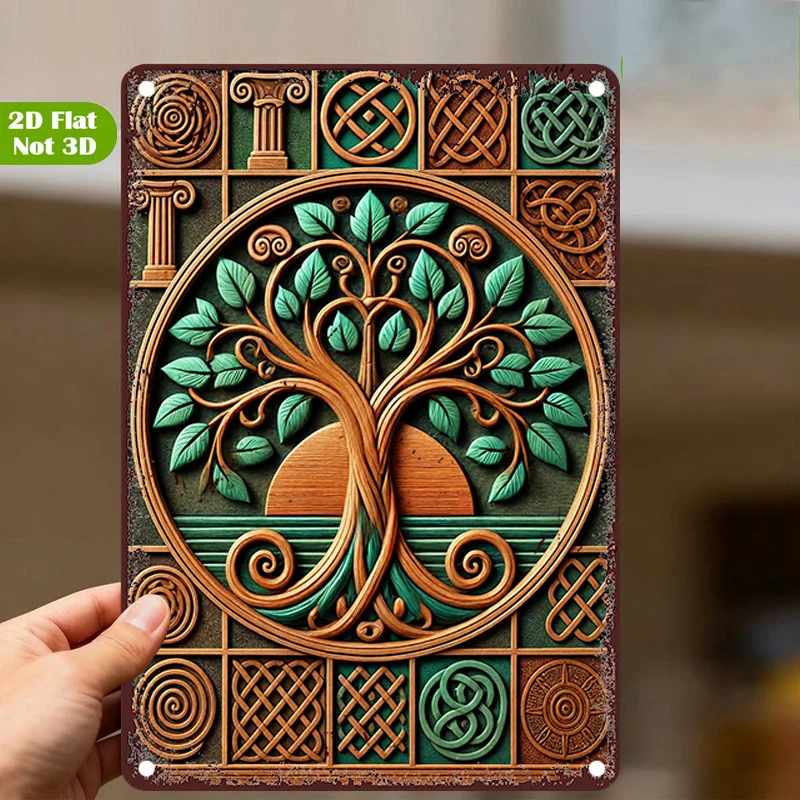 CIFBUY Celtic Knot Tree Of Life Metal Wall Art, Aluminum Waterproof Spiral Decor Sign for Home Dining Room Garage Gift
