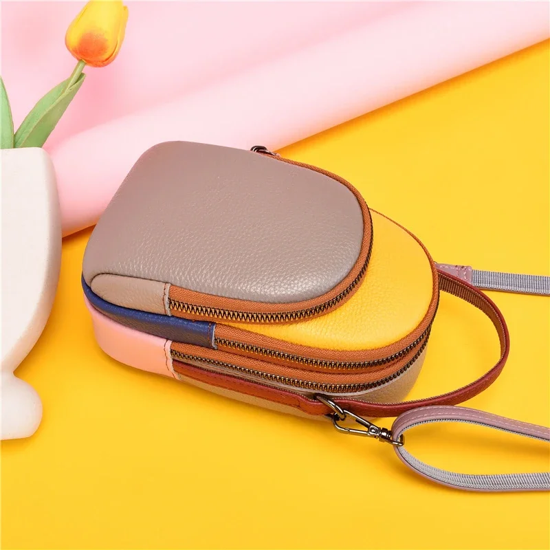 Sac à main 100% cuir véritable pour femmes, mini sacs pour téléphone portable et portefeuilles de styliste, mode initiée, sacoche féminine