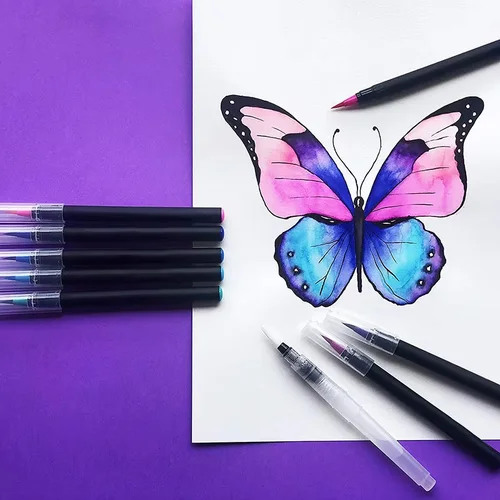 Imagen 2 del producto Rotuladores de pincel de acuarela de cabeza suave, 20/48 colores, suministros escolares, papelería, dibujo, libros para colorear, caligrafía Manga