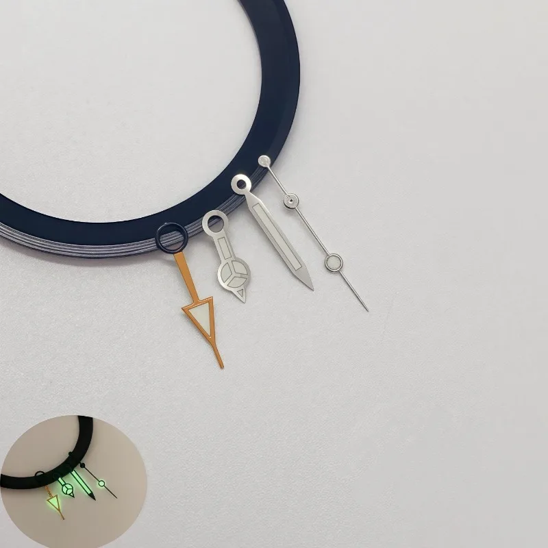 For NH34 pointer standard luminous needle silver strong green luminous watch hand GMT modified diving watch large head hand