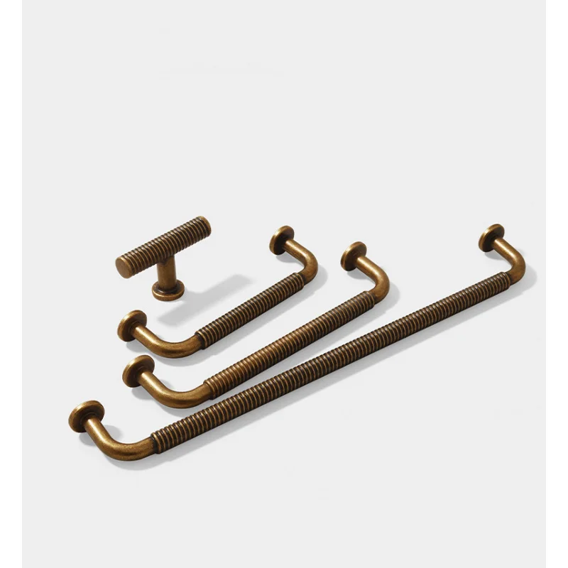American industrial style cabinet door handle, antique copper threaded shape, wardrobe and kitchen cabinet door handle, simple k
