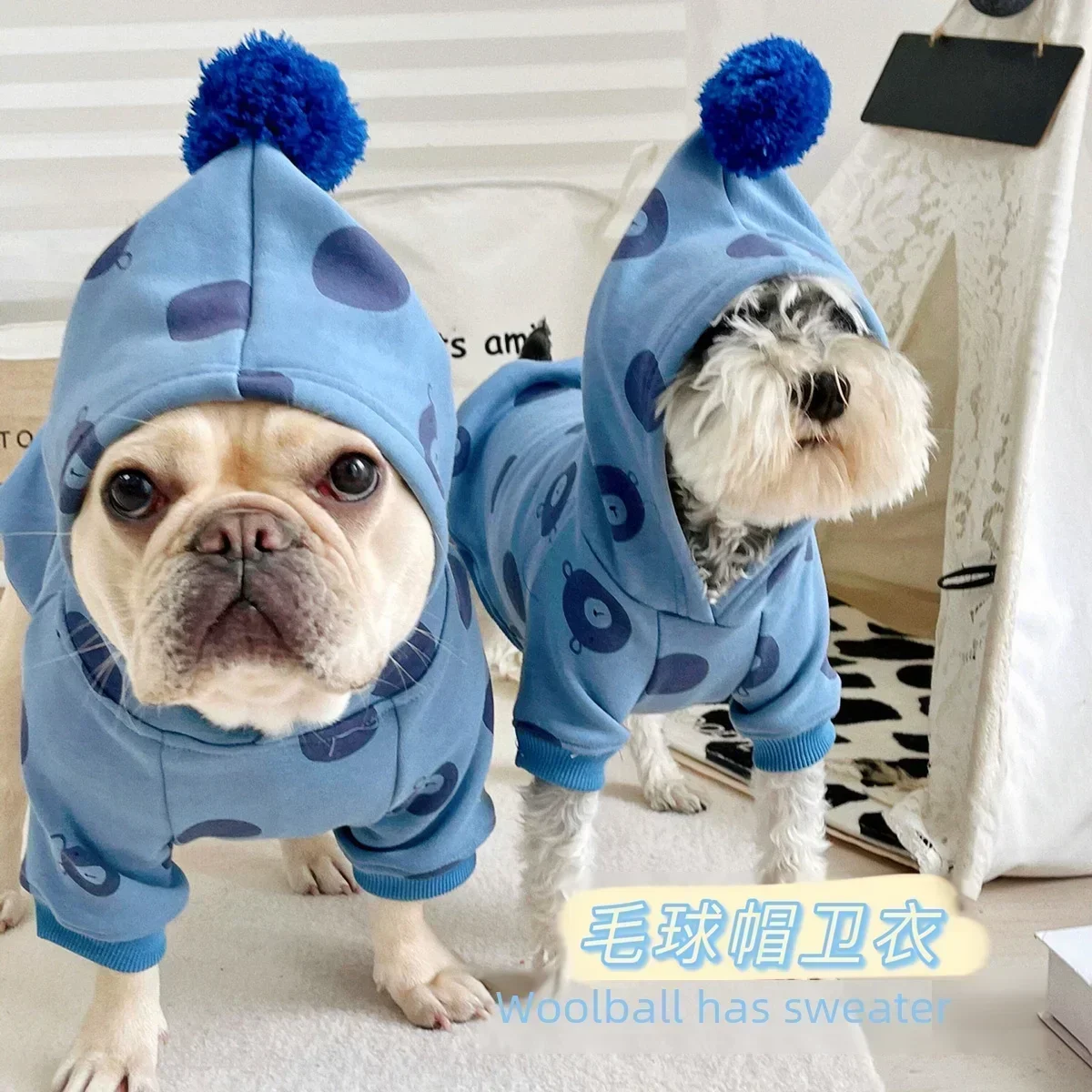 Soft Fleece Pet Clothes French Bulldog Puppy Dog Costume Warm Pet Hoodie Chihuahua Pug Warm hat sweater For Small Medium Dogs