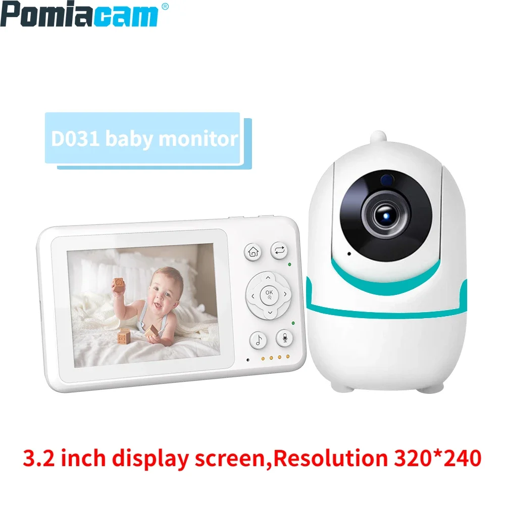 D031 Video Baby Monitor,3.2-inch Display,2X Zoom Video Image Baby Camera,Night Vision,2-Way Talk,1500mAh Battery