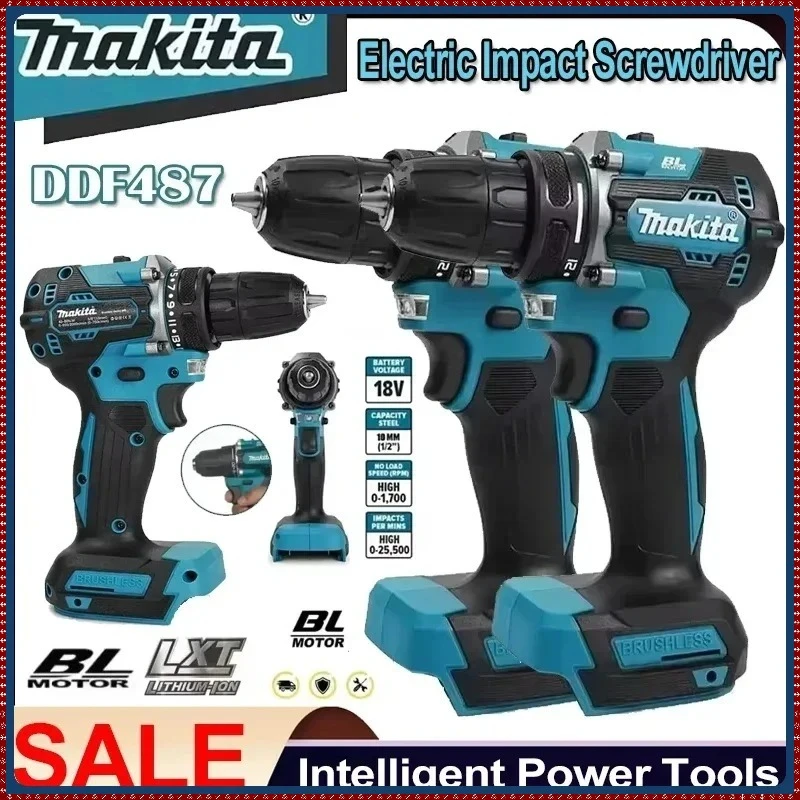 

Makita DDF487 10mm Brushless electric rechargeable impact drill large torque screwdriver 18V lithium battery Power Tool