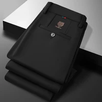 Nuevos pantalones formales elásticos de pierna recta sueltos para hombres, estilo occidental con cabeza de tigre de negocios, ropa informal y Formal para todas las estaciones