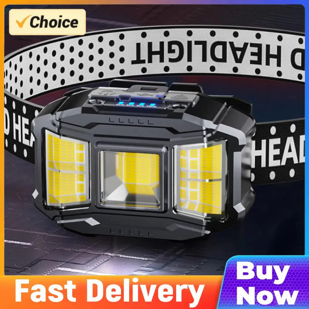 

COB LED Outdoor Head Lamp Motion Sensor Strong Light Headlight Power Display Powerful Headlight Torch for Outdoor Night Fishing