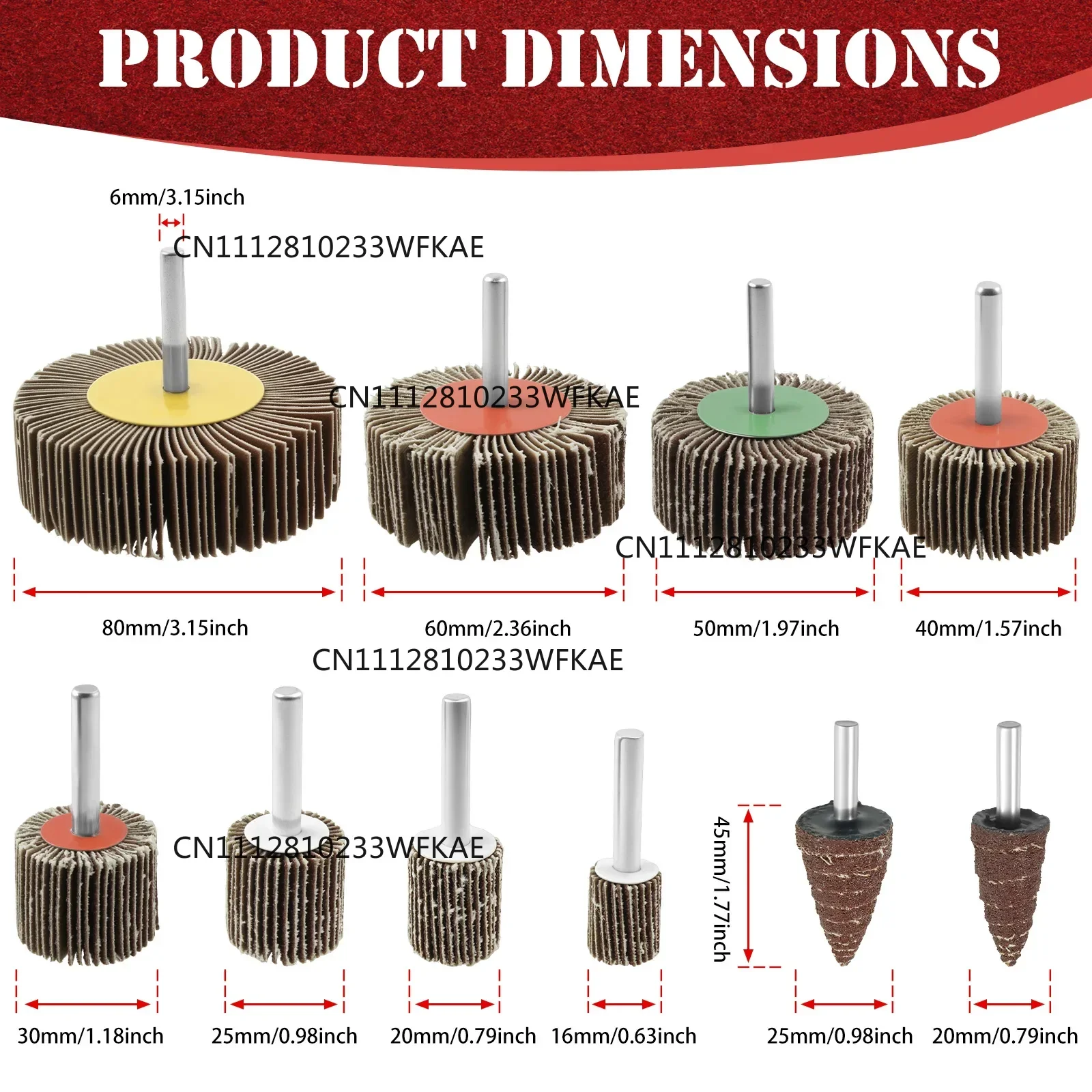20PCS Sanding Flap Set with 6mm Shank Grinding Wheel Head Sander Abrasive Tools Sandpaper Rust Removal for Dremel Rotary Tools