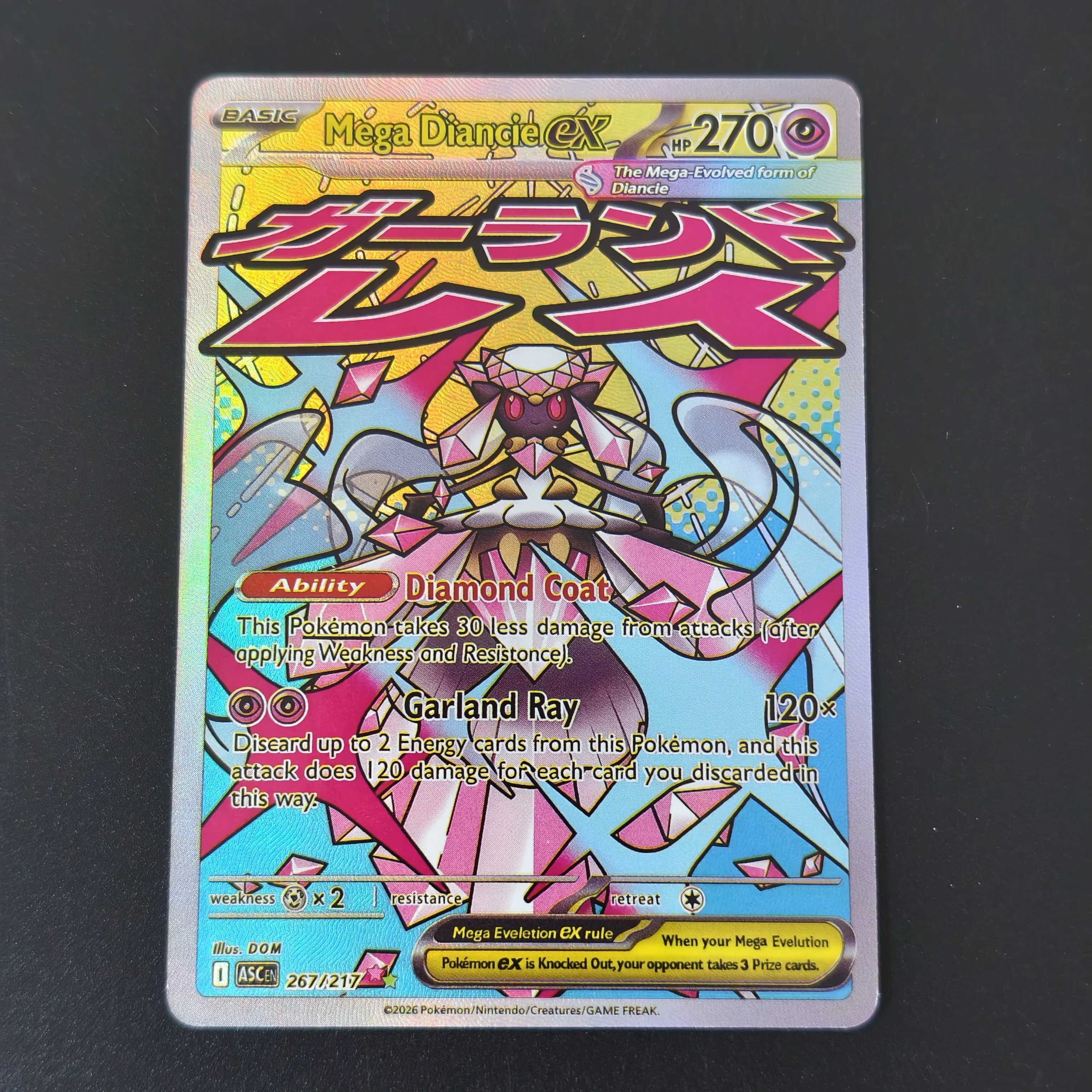 4PCS/Proxy Pokemon Collection Card English ASC Mega EX Full Art Rainbow Series Card Diancie Froslass Scrafty Feraligatr Cards view 5