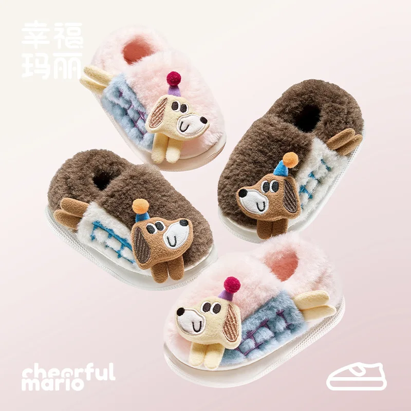 

Zapatos, новинка 2025 года, зимняя детская хлопковая обувь, милые универсальные волосатые тапочки для девочек, удобные нескользящие детские домашние хлопковые тапочки Botas