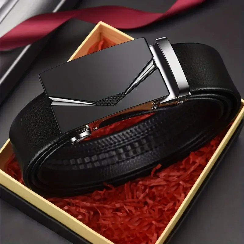 Stylish Mens Automatic Buckle Leather Belt - Durable & Premium PU Material - Fashion-Forward Design for Everyday Wear