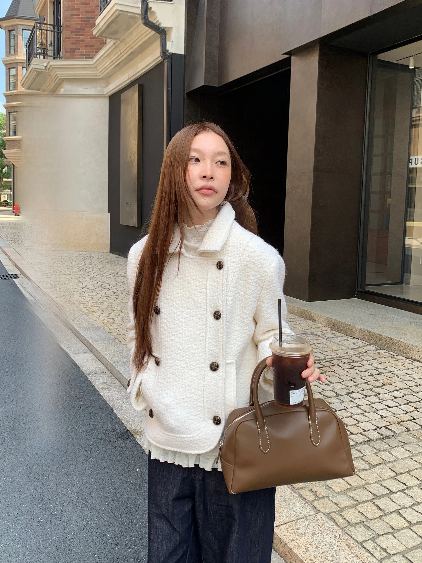 

Элегантное шерстяное пальто с двубортной застежкой, осенне-зимняя верхняя одежда, повседневная женская модная теплая фланелевая куртка