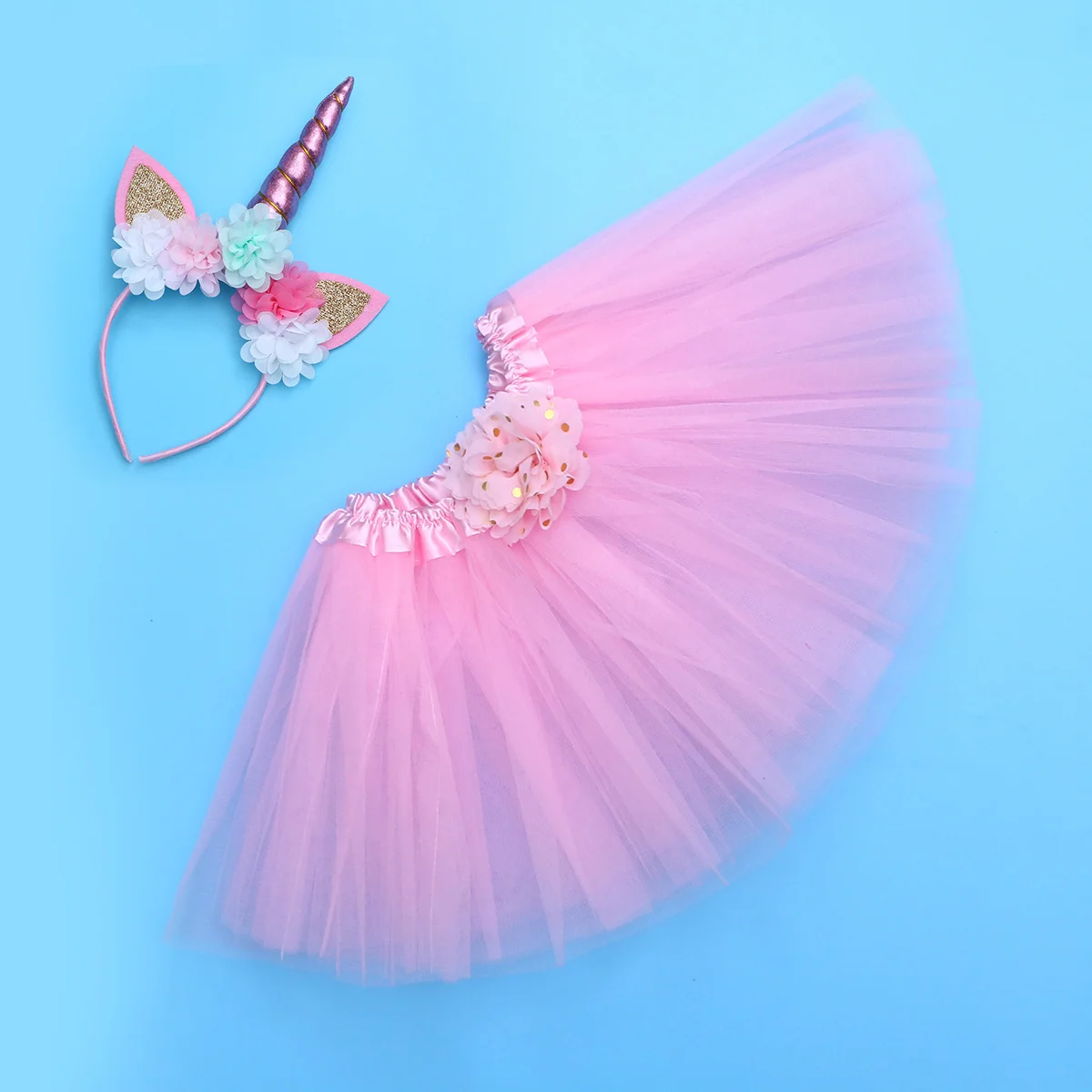 Różowy Kostium Jednorożca dla Dziewczynek: Spódniczka Tutu, Opaska, Sukienka Wróżki, Strój na Urodziny, Cosplay, Kostiumy dla Dziewczynek