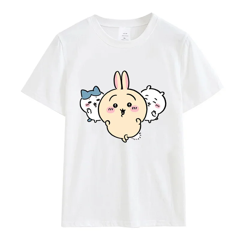 Women's Clothing Chiikawa Cartoon Summer Printing Clothes Women White Graphic Fashion Female Streetwear Casual Tops Tee