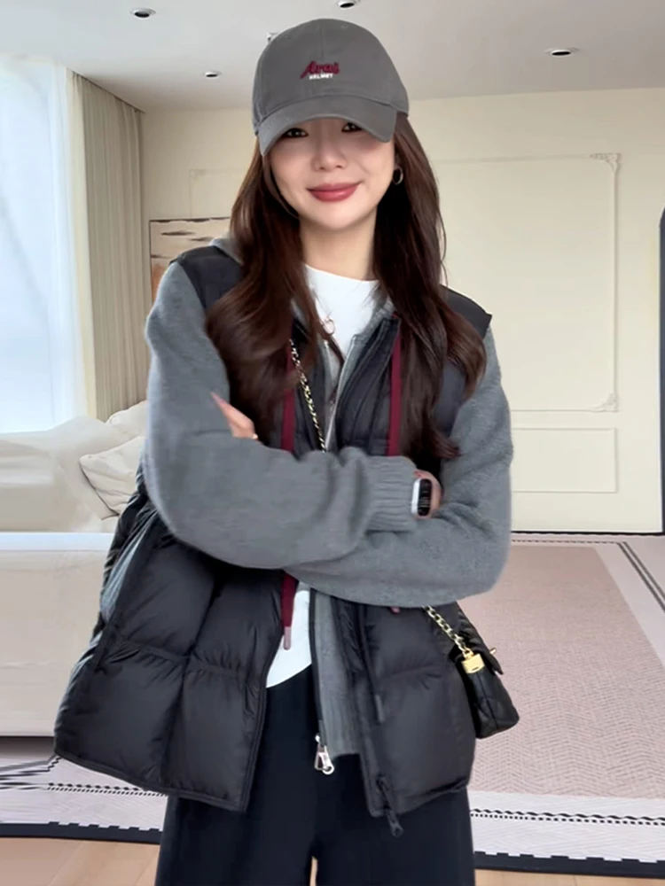 

Faionable round Ne ort Jaet Women's Pure Color Vest Autumn Winter New Sle Commute Sle Zipper Closure Warmth Level