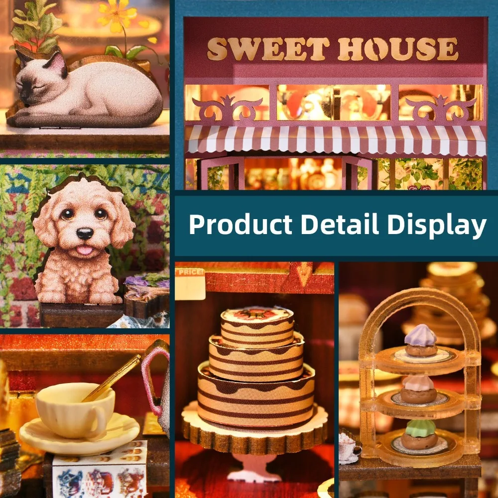 Sweet time dessert house DIY hut book stand assembly model building handmade doll house desktop home decoration ornament