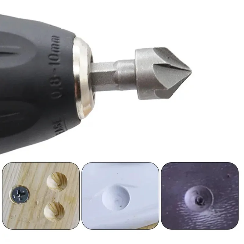 Hexagonal Shank Six Blades Countersunk Drill Carbon Steel Woodworking Hole Opener Spot Facer Deburring Drill Bit Set