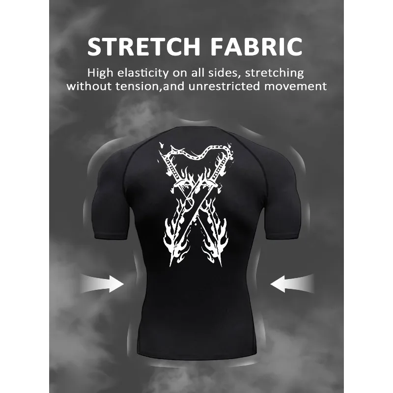 

Mens Slim Fit Athletic T-Shirt Compression Technology Ultra-Breathable High Elasticity Ideal for Running Shaping and Cycling