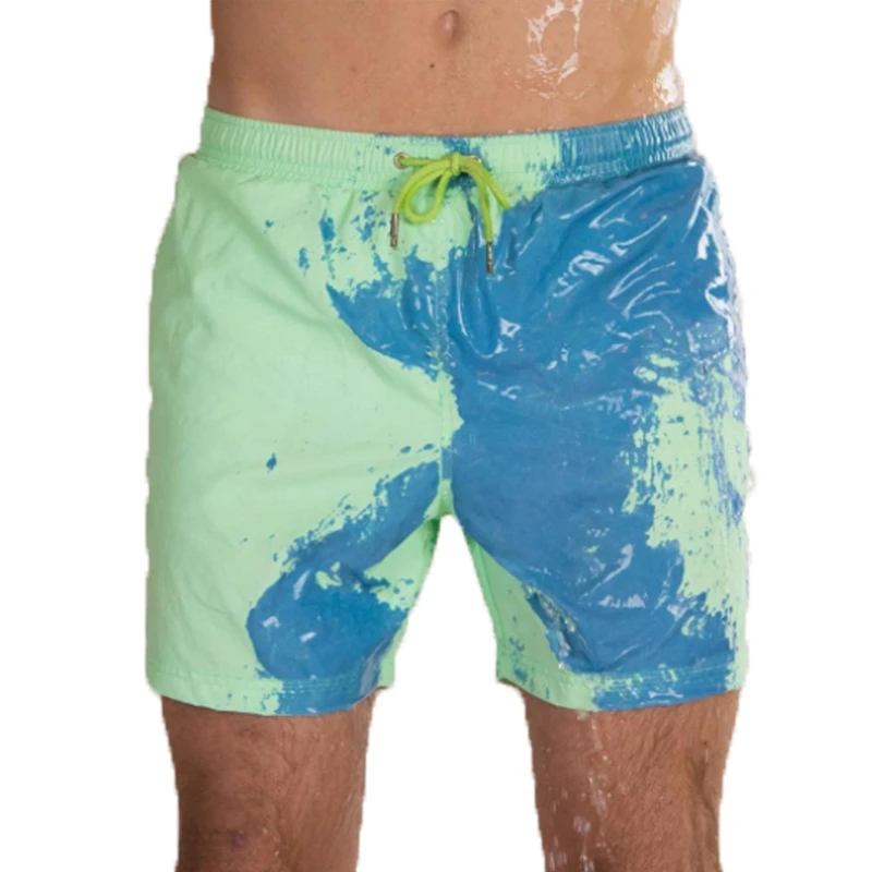 Troncos de natação secagem rápida para homens, calções de praia coloridos, moda praia, maiô, banho curto, calça fria gelo, verão