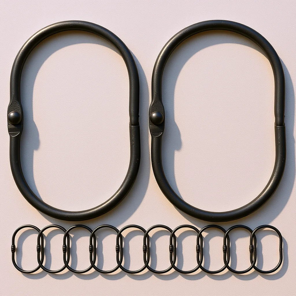 

12Pcs Oval Shower Curtain Hooks Rust Proof Metal Smooth Glide for Bathroom Easy Maintenance Modern Stylish Finish