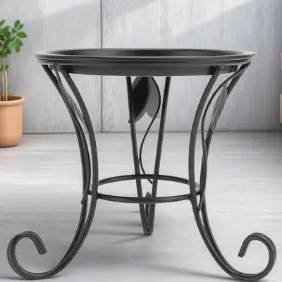 

Small Plant Stand with Exquisite Leaf Design Fine Stoving Varnish Rust Proof Mini Flower Stand for Indoor Outdoor Use