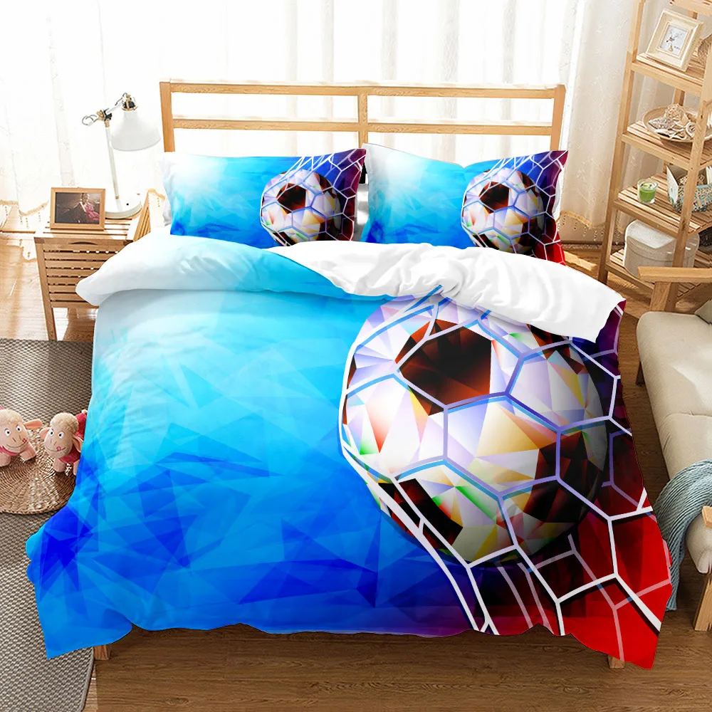 Sparkling Soccer 3D Duvet Cover UK Single Double King US Twin Full Queen Size Bed Linen Set