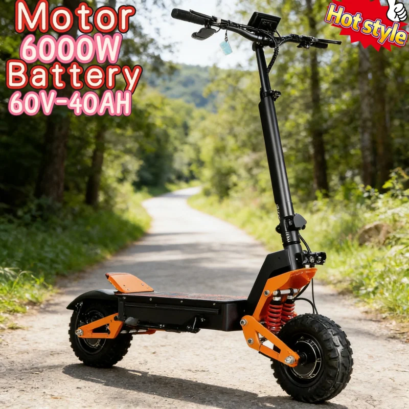 

Новый электросамокат X5 с двумя моторами 6000 Вт, 60В 40Ач, складной, с 11-дюймовыми внедорожными шинами и гидравлическим тормозом