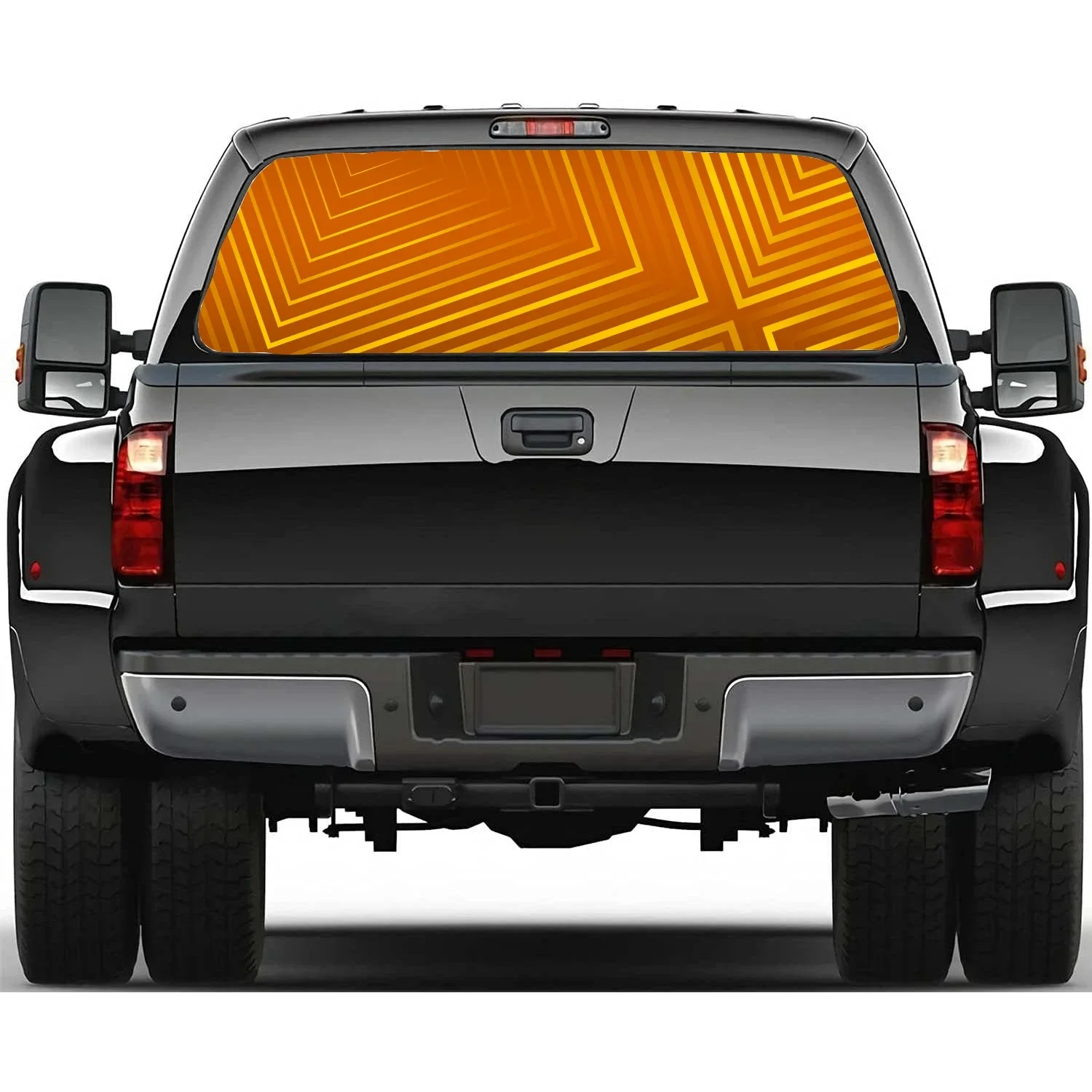 

Крутая геометрическая линия, современная наклейка на заднее окно, подходит для пикапа, грузовика, автомобиля, универсальная прозрачная перфорированная виниловая наклейка на заднее окно