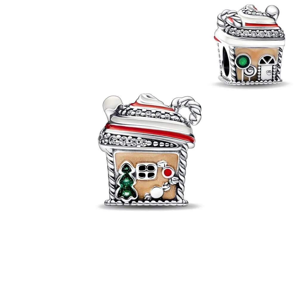 جديد 925 فضة سانتا قصب جرس شجرة عيد الميلاد سيارة سحر قلادة صالح الأصلي قلادة سوار المرأة مجوهرات هدية DIY بها بنفسك