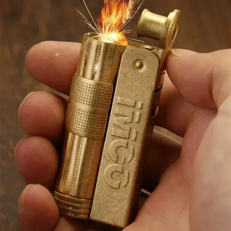 IMCO-Original Stainless Steel Kerosene Lighter, Original Copper Knurling Craft Gift, Personalized Lighter with Gift Box