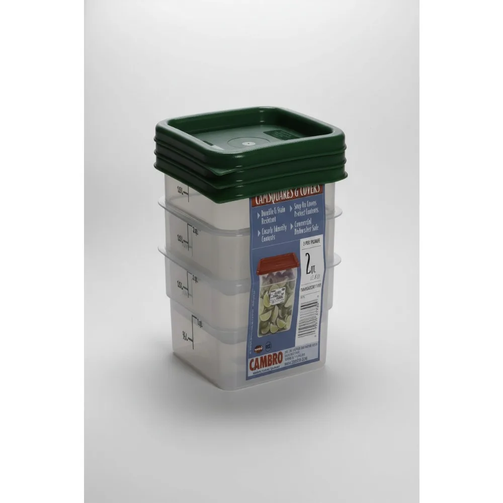 

3-Piece Square Food Storage Containers with Lids, 2 Quart - Durable, Space-Saving for Kitchen & Meal Prep