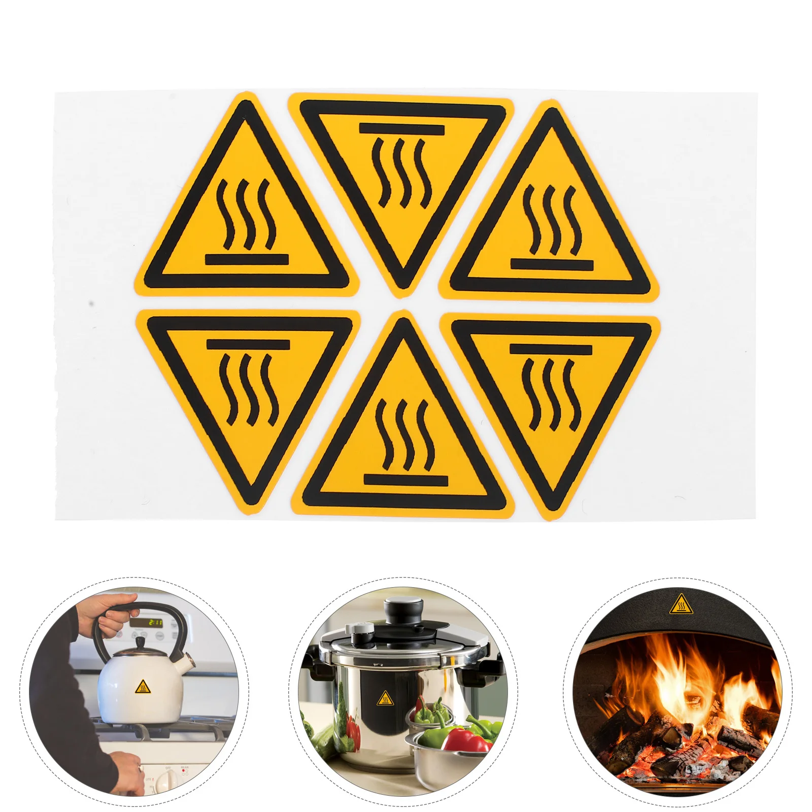 

6pcs Warning Labels Stickers High Temperature Safety Decals For Equipment Hot Surface Caution Signs Scald Warning Stickers For