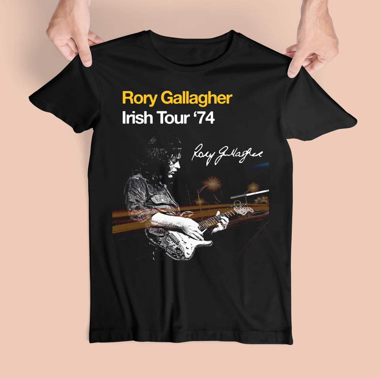 New Rare Rory Gallagher Music Tour Cotton Black Unisex Full Size Shirt AA1495