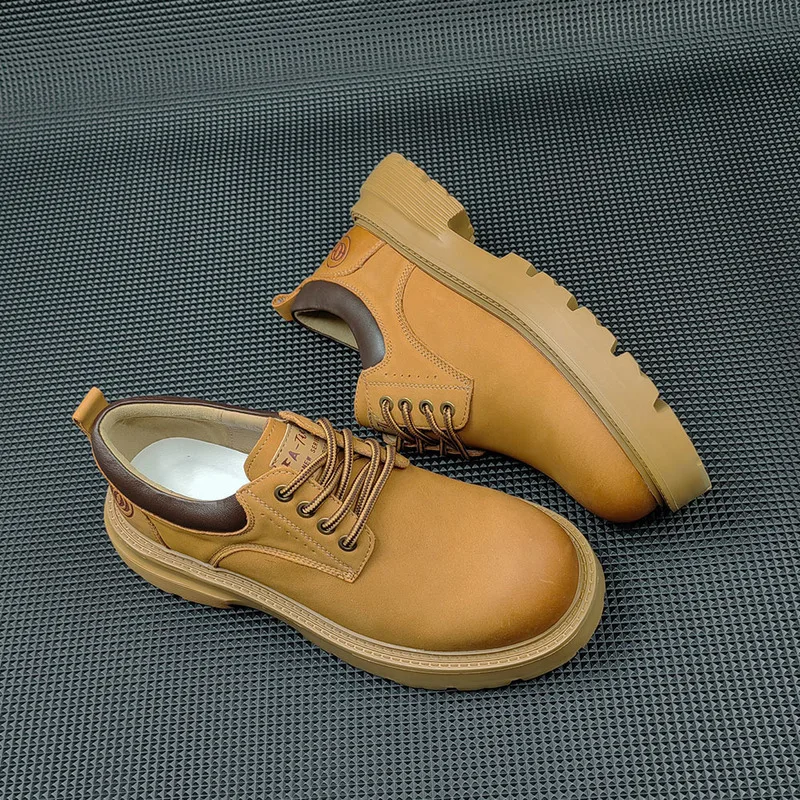 

Men's Top Layer Cowhide Versatile Trendy Large Casual Breathable Height Increasing Shoes Genuine Leather Suede Men Shoes Loafers