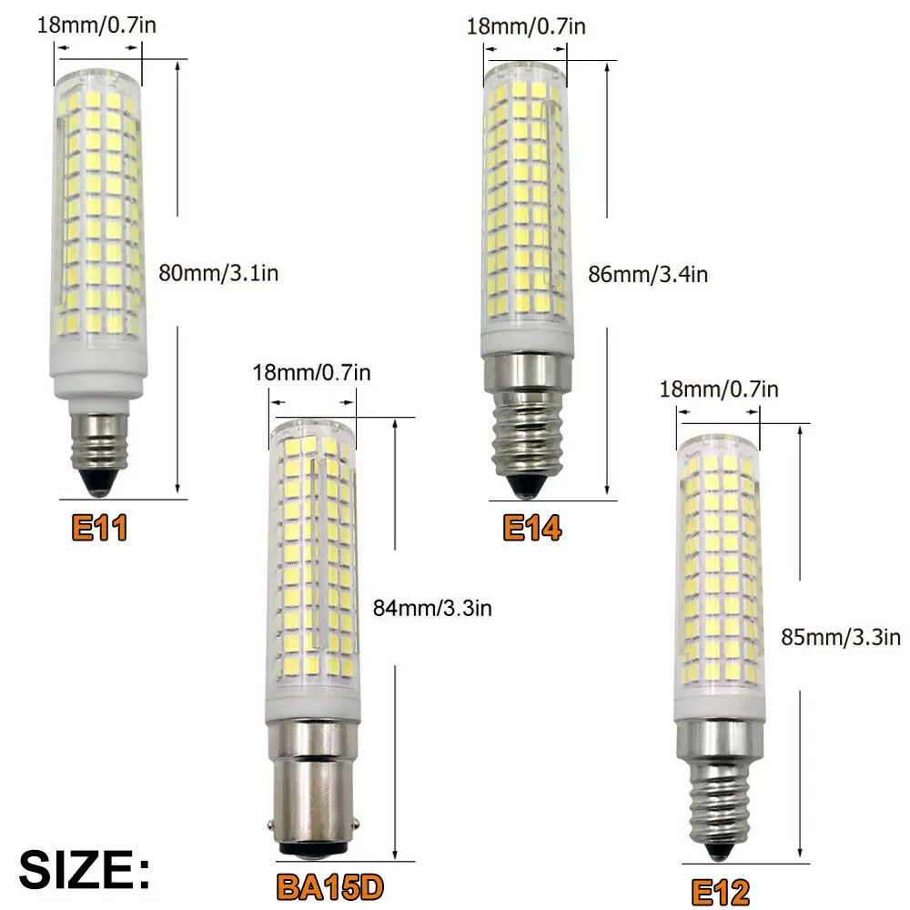 Dimmable LED Corn Bulbs Mini BA15D E11 E12 E14 8W 136 LEDs Ceramics Lights 220V Lamp Replace 150W Halogen Lamps Cool Warm White