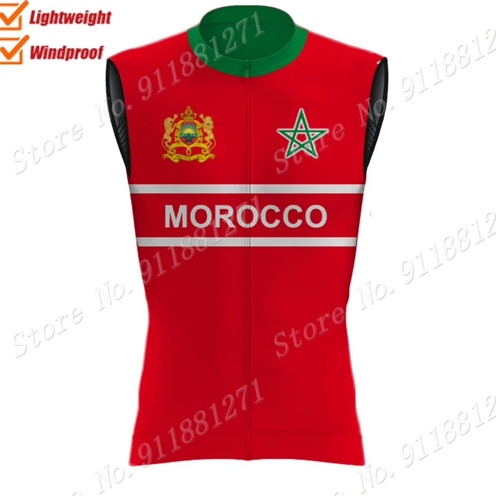 Morocco Cycling Vest 2023 Wind Vest Windproof Lightweight Race Road Red Polish Cycling Jersey Sleeveless MTB Ropa gilet Ropa