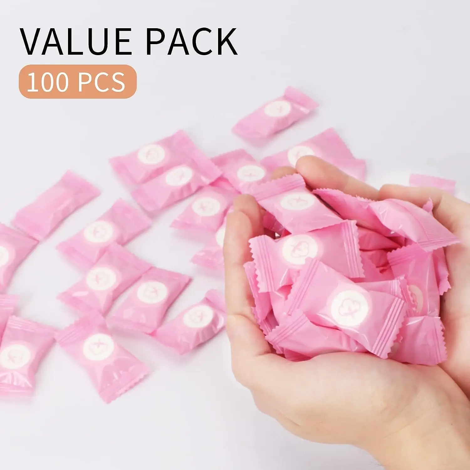 Compressed Towel 100 PCS Mini Tablets Disposable Portable Face Towel Cotton  Coin Tissue for Travel and home,Pink