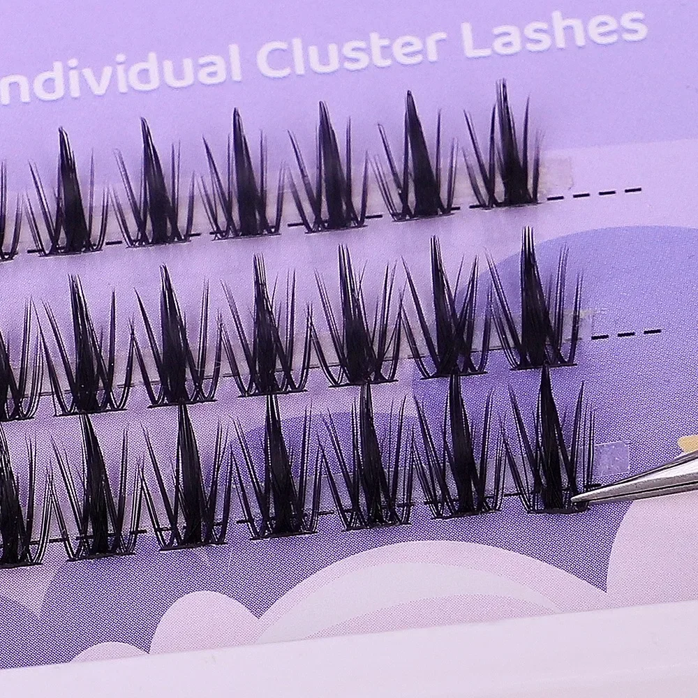 Individual Lashes 48 Cluster Lashes, Little Devil Style False Eyelash, Natural Simulated Segmented Single Cluster Lashes