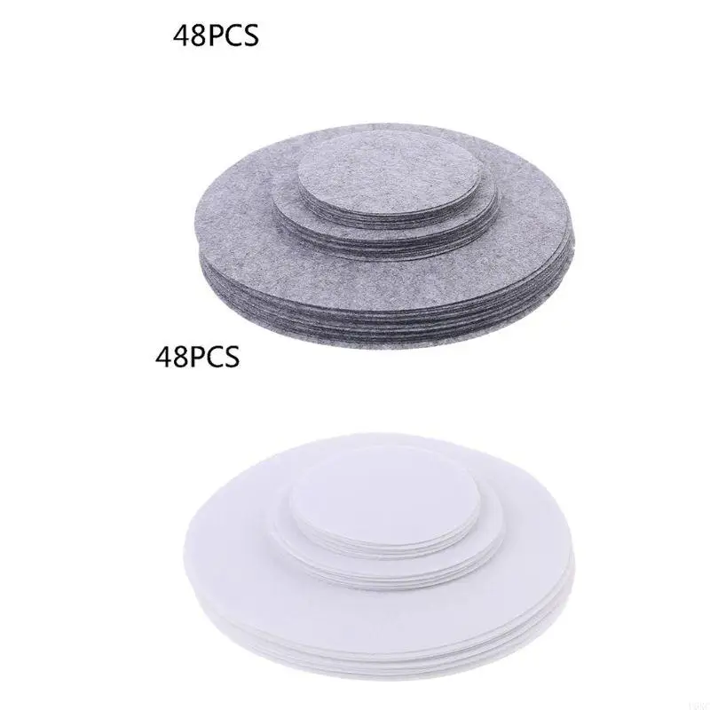 

U6XC Set of 48 Soft Felt Plate Dividers 3 Sizes Pan Separator Pads Cookware Bakeware