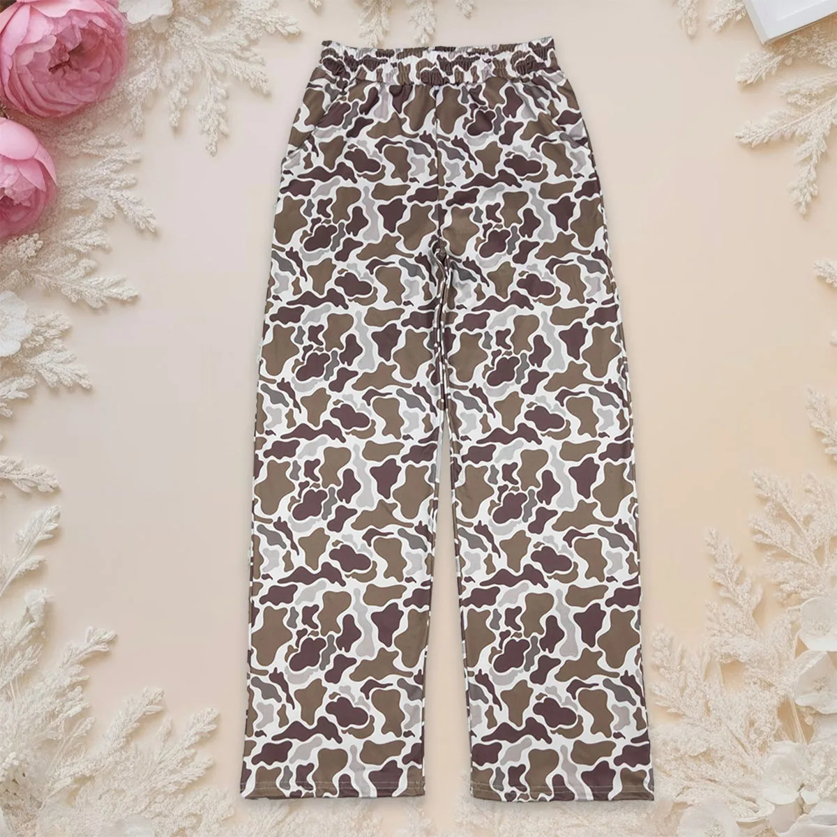 

Adult Women Southern Camo Pockets Straight Pants Bottom Pajamas Pants Adjustable Trousers Comfortable Clothing Wholesale