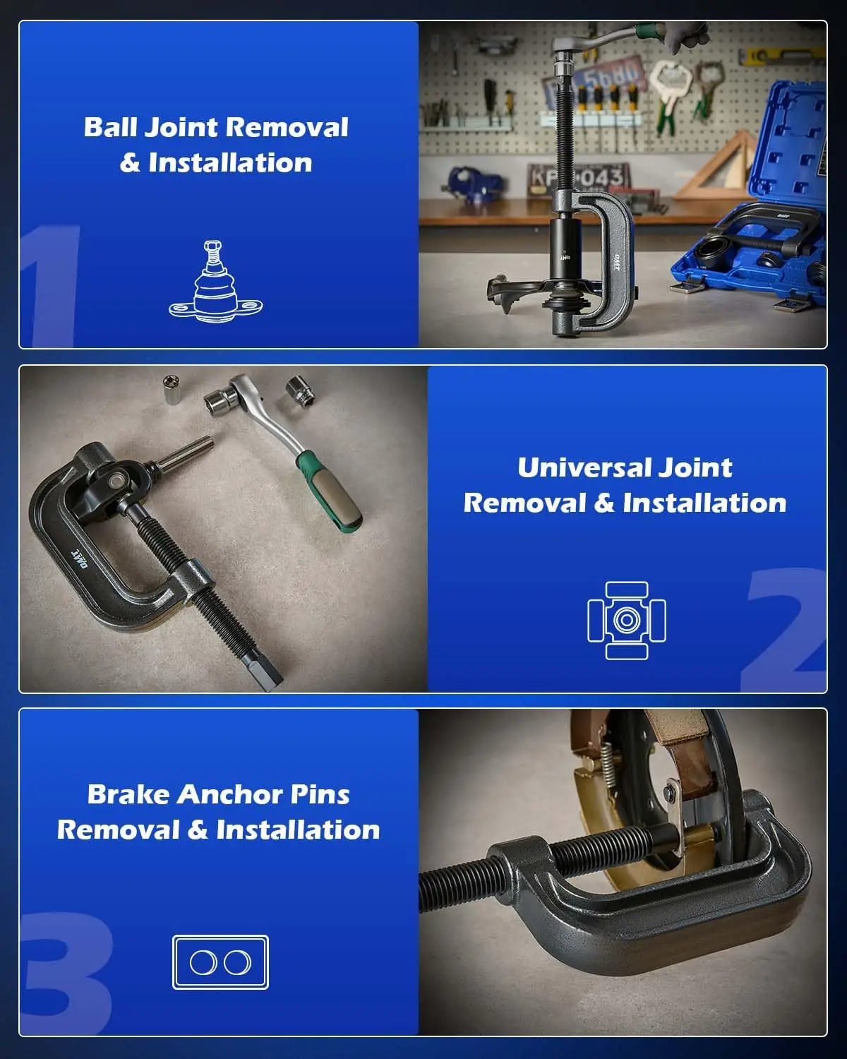 Heavy Duty Ball Joint Press & U Joint Removal Tool Kit with 4WD Adapters for Cars and Light Trucks