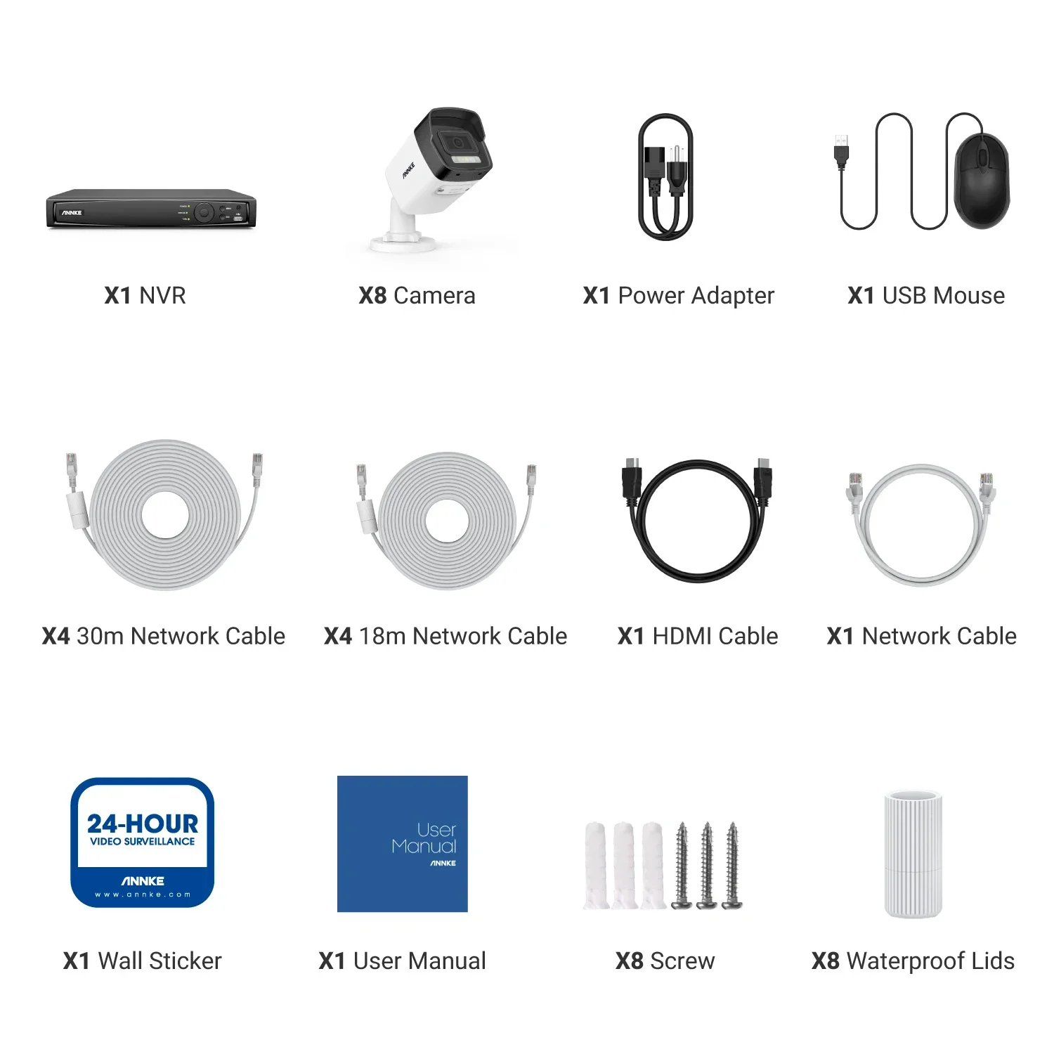 

2026 4. Комплект системы видеонаблюдения ANNKE HD 12MP с трёхрежимной системой, интеллектуальным датчиком движения, ИК-подсветкой и белым светом для наружного использования