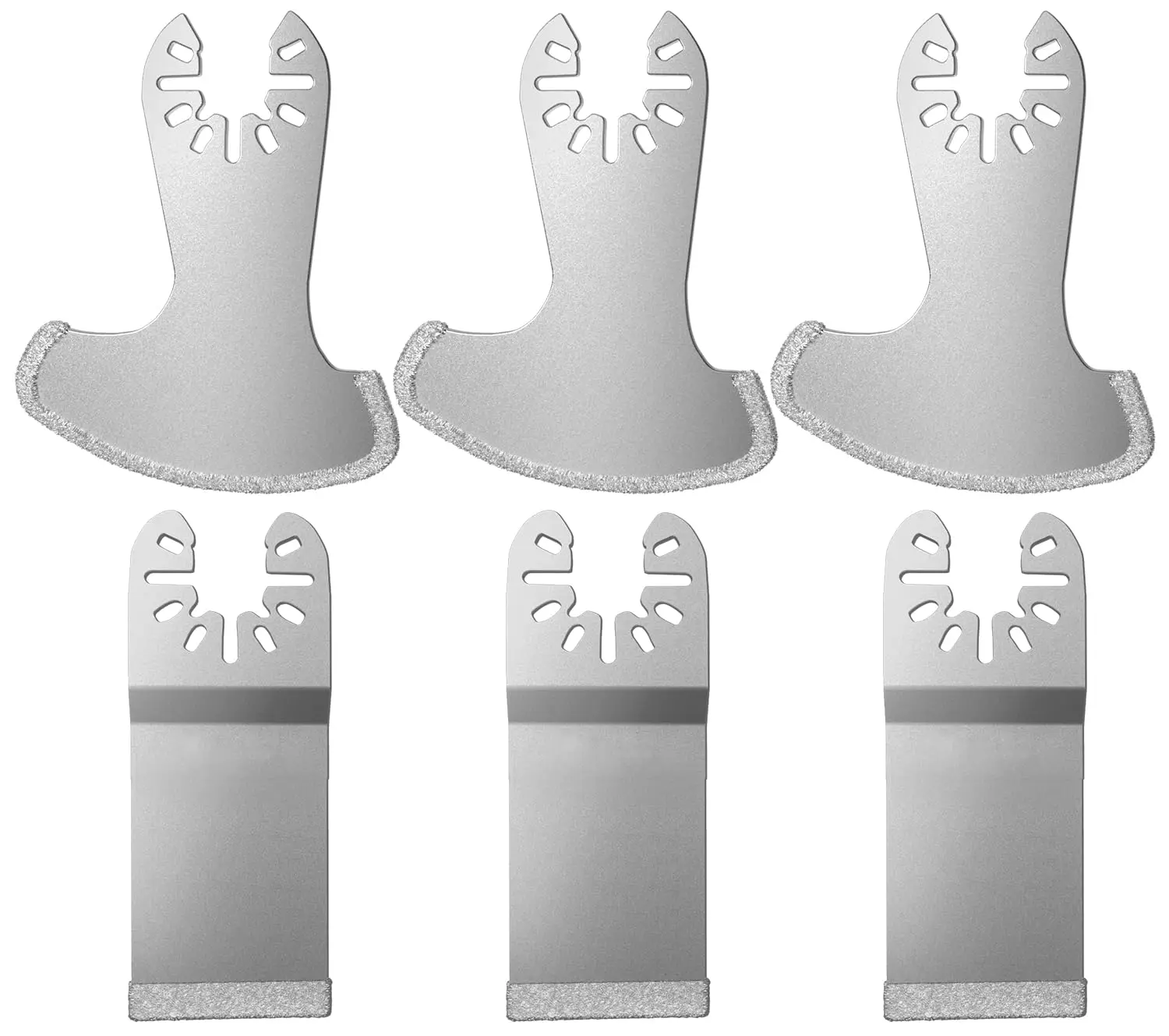 

6-Piece Diamond Oscillating Tool Blade Set for Grout Removal, Compatible with Major Brands
