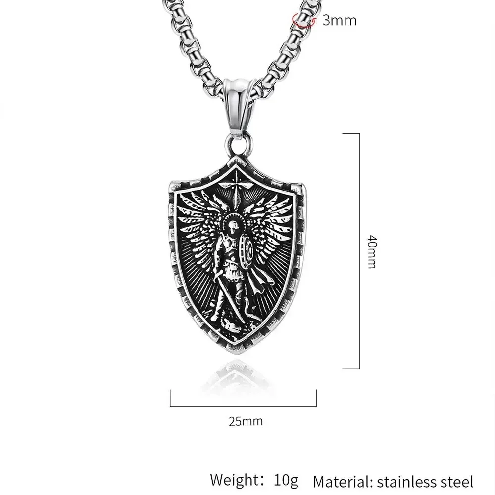 Arch Angel St.Michael Cross Wing Stainless Steel Men Necklaces Pendant Chain Amulet For Women Fashion Jewelry Gift Wholesale