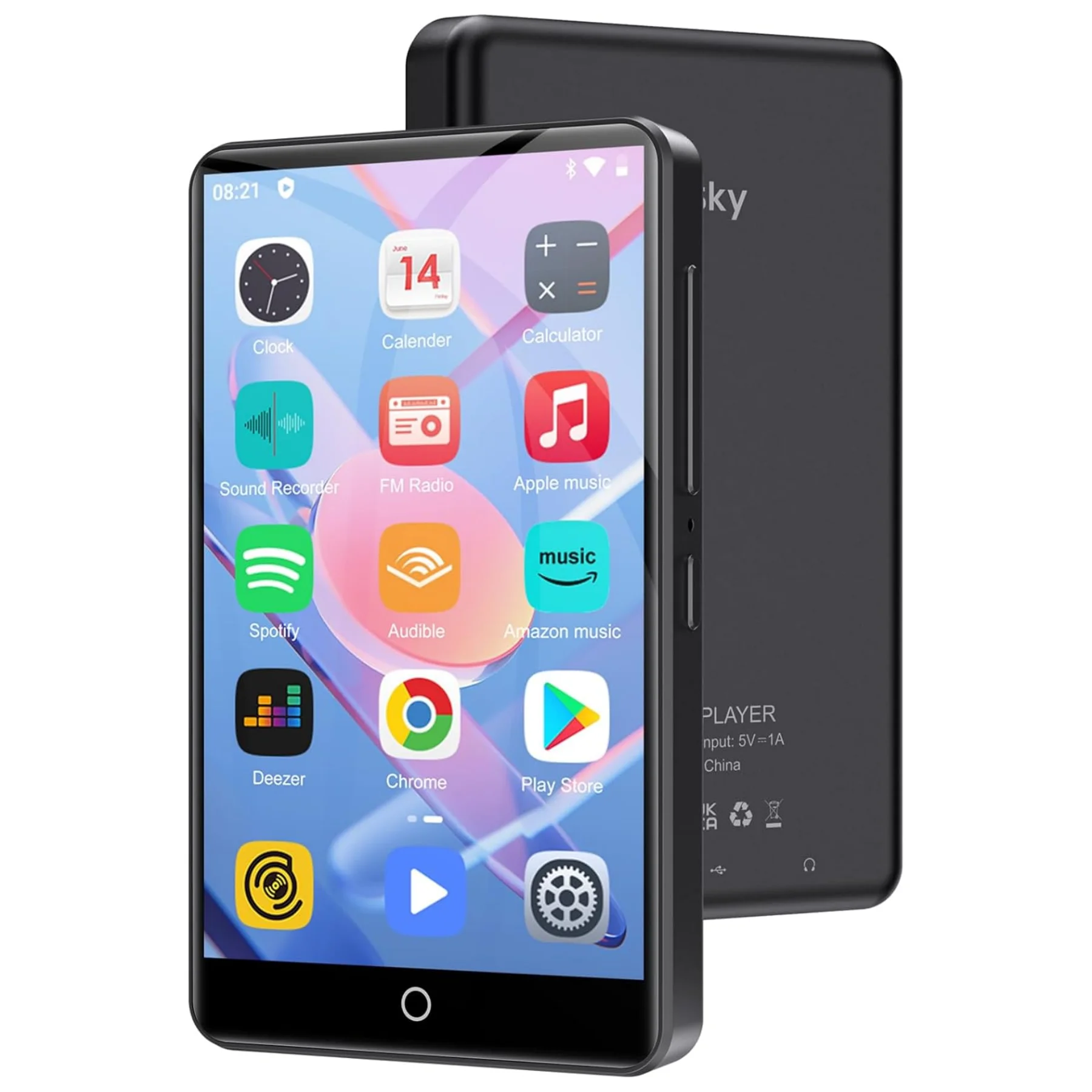 Oilsky 4,0-Zoll-IPS-Touchscreen-Bluetooth- und WLAN-Player mit integriertem Lautsprecher, Android 9.0 unterstützt Spotify, Audible, bis zu 512 GB.