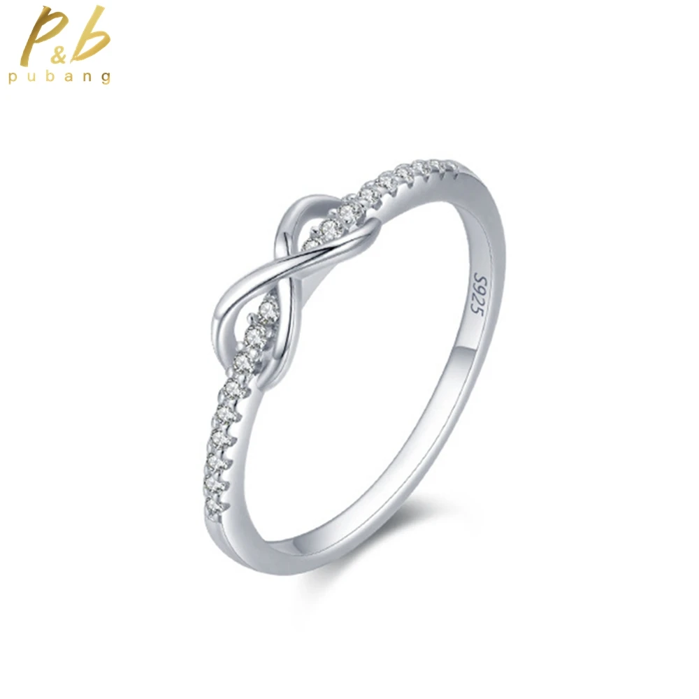 

PuBang Fine Jewelry Solid 925 Sterling Silver High Carbon Diamond Resizable Bowknot Ring for Women Engagement Gift Free Shipping