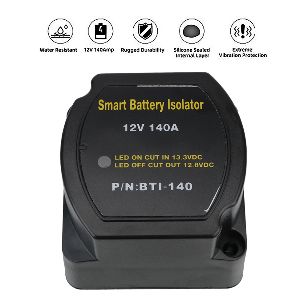 Auto Parts Car Smart Battery Isolator Relay VSR ​for Camper Voltage Sensitive Split Charge Charge 2 Battery Bank 12V 140A