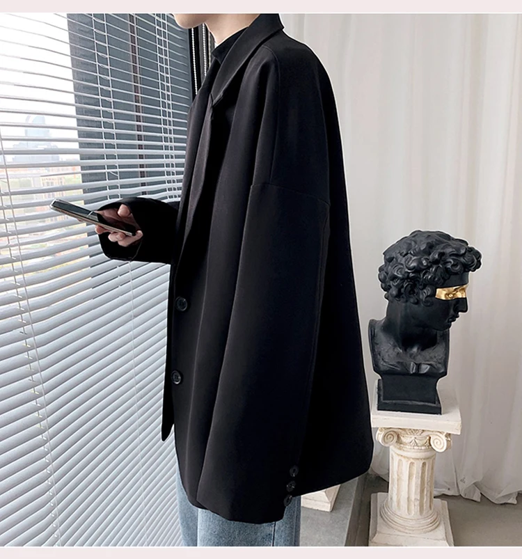 فضفاضة كبيرة الحجم الرجال عارضة البدلة ورقة نمط الجلود ورقة oulder قطرة Sve Westwear اثنين زر صف واحد الربط