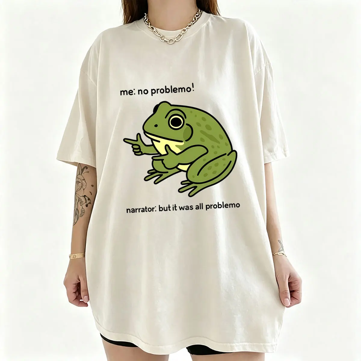 Funny Frog Me No Problem Narrator But It Was All Problemo T-shirt Men Women Casual Oversized T Shirts Unisex Vintage Streetwear