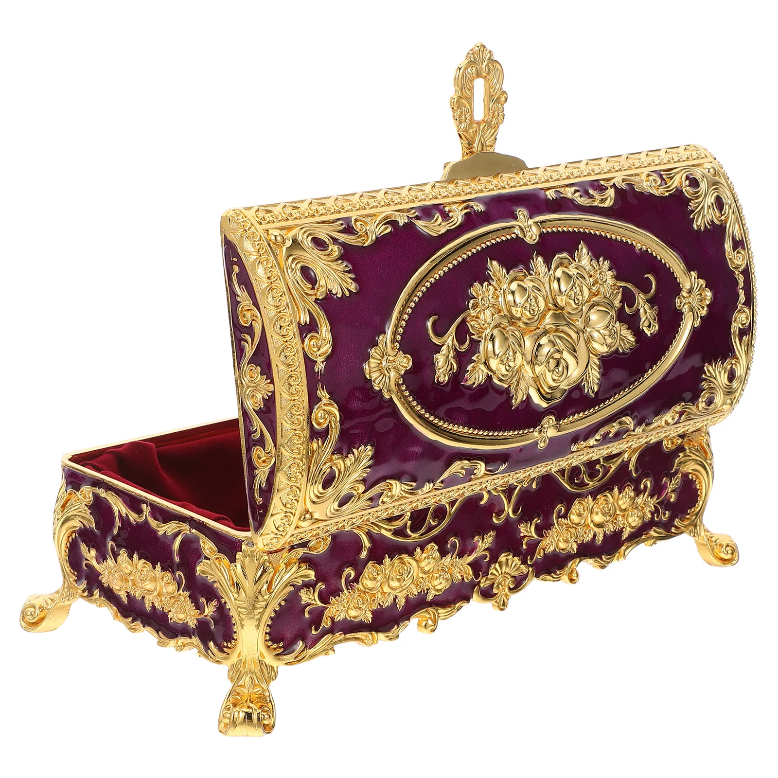 

Vintage Jewelry Box European Style Ornate Metal Alloy Retro Storage Chest Jewelry Organizer Treasure Case Retro Storage Box